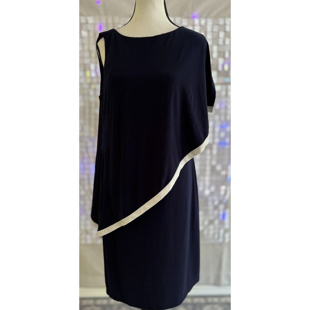 NWT Lauren Ralph Lauren Essentials Overlay Asymmetrical Cape Dress. Size 12.